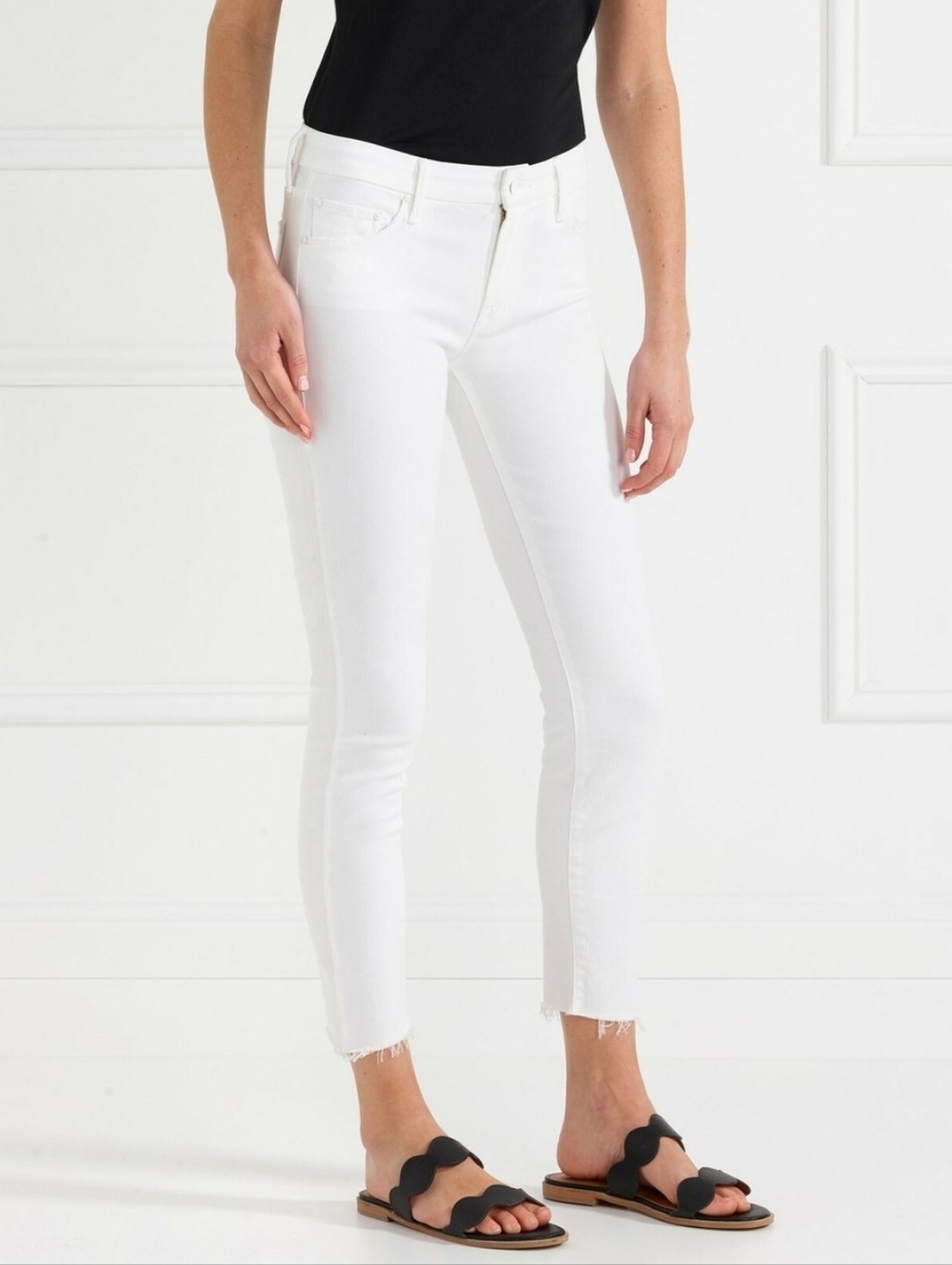 Mother Denim The Looker Ankle Fray Jeans In Glass Slipper, Size 28